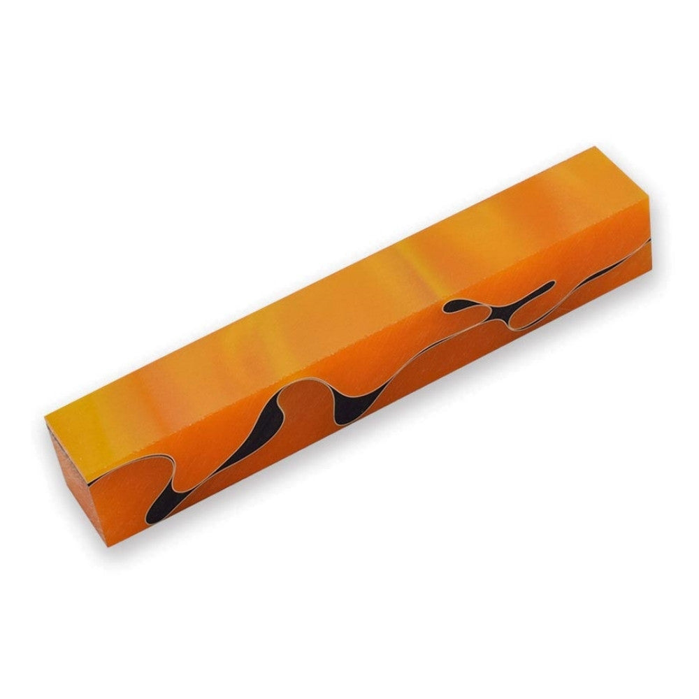 Pen blank - Acryl - 130x20x20 mm - Orange und Schwarz mit weißer Linie - Pfeifenecke